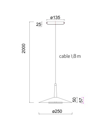 ORION * COLGANTE LED NEGRO/CUERO  1L*8W 3000K
